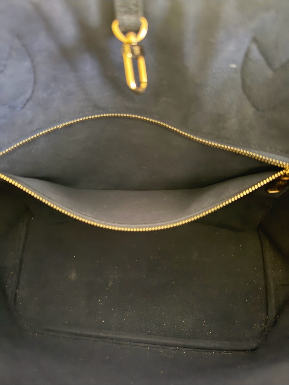 Louis Vuitton Black Monogram-Embossed Leather Tote with Gold Hardware - Picture 5 of 8